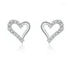 Stud Earrings Exquisite Women's Heart Earring Sweet Romantic White Zircon Crystal Rose Gold Plated Bridal Wedding Jewelry