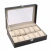 Designer Watch Box 12 Slots Grille PU Cuir Affichage Boîte Bijoux Organisateur De Stockage Cas Boîtes Verrouillées Rétro Saat Kutusu Caixa Para R261K