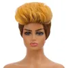 Wigs oucey pixie قطع شعر مستعار قصير للنساء البني الأسود أشقر بني أومبير الباروكة الاصطناعية مع الانفجارات