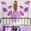 Autocollants muraux de grande taille pour salon, chambre à coucher, décoration à fleurs violettes, sparadrap muraux pour chambre de fille, papier peint mural pour chambre de fille