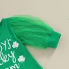 Ensembles de vêtements bébé bébé fille St Patrick S Day 3pcs longue lanterne manches trèfle imprimé vert chance du pantalon évasé irlandais barboteuse bandeau