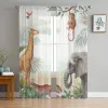 Gordijnen Tropische Safari Dieren Olifant Pure Gordijnen Voor Woonkamer Slaapkamer Voile Tule Gordijnen Stoffen Gordijnen Voor Keuken