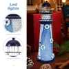 Candle Holders Ocean Lighthouse Candlestick Sea Decor Night Lamp LED Lights Iron Bedside Seaside Ornamental Desktop