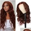 Lace Wigs Klaiyi Body Wave 33B Reddish Brown Front Wig 13X4 Human Hair Baby For Women Bury 99J Super Saving Drop Delivery Products Dh1Ho