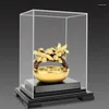 Estatuetas decorativas asklove ouro phoenix ornamento 3d estátua de pavão 24k folha decoração em miniatura artesanato de mesa decoração para casa presentes