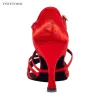 Ayakkabılar kırmızı saten dans sandaletleri süper yumuşak iç taban 2021 ysweyomik 3 inç yüksek topuk özelleştirilmiş parti latin salsa dans ayakkabıları