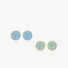 Boucles d'oreilles géométriques en argent Sterling 925, Turquoise, pour femmes et filles, Design rond Simple, à la mode, bijoux, cadeau de fête, goutte