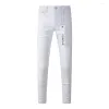 2024 Purple Brand Jeans Men's Jeans Slim Fit Skinny Solid White Denim Pants Streetwear Pants