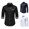 Chemises décontractées pour hommes Chemise à manches longues Hommes Daily Top Style rétro Printemps Automne avec impression de couleur contrastée Design à simple boutonnage pour formel