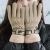 Велосипедные перчатки теплые зимние ветрозащитные с плюшевой подкладкой, совместимые с сенсорным экраном для женщин, идеальны для катания на лыжах
