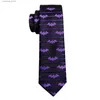 Neck Ties Neck Ties Luxury Bat Purple Red Blue Men Ties Silk Woven Animal Pattern Design Ncektie Pocket Square Cufflinks Set Wedding Party FA-6210 Y240325