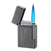 Lighters Mini Steel Tone Rumble Straight Metal Lighter Mens Gift Blue Flame Flint Lighter Smoking Accessories 240325