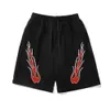 Trendy 2024 Summer New Product American Fashion Brand Hip Hop Embroidery Flame Casual Shorts Men's Wide Leg Pants Couple