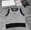 Damesgebreide T-shirts Luxe designervest Klassiek Driehoek Eenvoudig Basic Slanke tanktop Mouwloos T-shirt met ronde hals