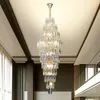 Luxury European Duplex Large Chandelier Hotel Lobby Mid - Floor Staircase Long Chandelier Villa Living Room High Crystal Light