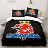 Scania Truck Twin Bedding 3 -stycken Tvätten Set Bed Däcke Double King Cover Home Textile