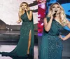 vestido de festa zuhair murad hunter groene kralen lange galajurken een schouder chiffon arabische avondjurken zijsplit cap3244856