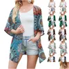 Womens Swimwear Chiffon Casual Loose Open Front Er Ups Tops Summer Women Printing Kimono Long Cardigan Blouse Shawl Beachwear Drop Del Ot4Ng