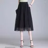 Юбки 2023spring Женская миди юбка мода Организарная А-линия высокая талия летние ретроказуальные размер половины длины