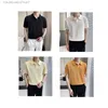 Polo da uomo lavorata a maglia con scollo a V slim fit con risvolto, camicia da golf a maniche corte per uomo, maglietta Homme, camiseta masculina 60Fg #