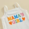 Clothing Sets Infant Baby Girls Summer Outfits Mamas Girl Heart Letter Spaghetti Strap Romper Ruffle Bloomers Shorts Clothes Set