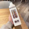 Стаканы Kawaii Bear, пастельная бутылка для воды с 3D-наклейкой, 700 мл, пластиковый дорожный чай, сок, молоко, портативный милый шейкер, соломинка для напитков, подарок