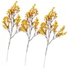 Flores decorativas 3 pçs simulado gypsophila picaretas artificiais para adorno de casamento simulação plástico diy buquê hastes bebê