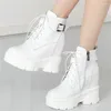 Kleding Schoenen Mode Sneakers Vrouwen Lace Up Echt Leer Hoge Hak Platform Pompen Vrouwelijke Top Ronde Neus Enkellaarsjes Casual