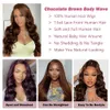 CEDAU Front 13x4 Body Wave Frontal Chocolate Brown Glueless peruk 180% densitet Transparent HD spets peruker Mänskligt hår för svarta kvinnor PRED PLUCKED 22 tum