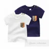 Toddler boys girls T-shirts baby stripe pocket short sleeve Tees 2024 summer newborn boys girls cotton casual tops clothes Z7326