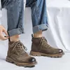 Boots British Style Men Casual Desert Pig Leather Shoes Outdoors Cowboy Platform Boot Hiking Travel Tooling Ankle Botas Hombre