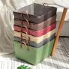 Handheld Woven Basket Organzier Laundry Clothing Storage Baskets Reusable Sundries Book Toys Box Home Organizer 240319