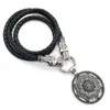 Pendant Necklaces Lotus Flower Mandala Buddhism Hindu Yoga Om Aum Wolf Heads Leather Chain Necklace For Women Men Drop