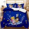 Cartoon Girls Bedding Set Queen Duvet Pink Flower Comforter Funny Animated Characters Doodle Polyester Quilt Cover