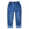 26Years Spring Autumn Children Jeans Girl Embroidered Denim for Kids Cowboy Pants Trousers 240318