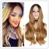 Syntetiska peruker S qqxcaiw Long Wavy Ombre Blond Natural Two Tone Middle Part Värmebeständigt hår för afroamerikanska kvinnor 230629 DRO DHU1Q