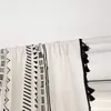 Pillow 2-Panel Boho Style Black Striped Window Curtains With Tassel Cotton Linen Curtain For Bedroom Rod Pocket Top