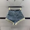 Damen-Shorts, hoch tailliert, Denim, für Damen, A-Linie, weites Bein, lässig, gerollte Kanten, Sommer, locker, passend für die Straße