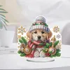 Stitch Round+Speciale vorm Tafel Tabel Diamant schilderij Winterhond ornament Kit Acryl 5D DIY Diamant Art Tabletop Office Desktop Decor