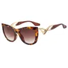 Sunglasses Cat's Eye Curve High Grade Women's Fashion Trend Brand Designer Designed Metal Sunshades Gradual Color Changing