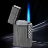 Lighters Mini Steel Tone Rumble Straight Metal Lighter Mens Gift Blue Flame Flint Lighter Smoking Accessories 240325
