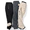 pantaloni da uomo invernale maschio a prova di calda pantaloni termici tasche zip sciolte addensano pantalini in pile uomini jogger nero lavoro 7xl 02l5#