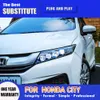 Peças de automóvel luz de circulação diurna sinal de volta para honda city led conjunto do farol 16-18 lâmpada dianteira feixe alto lente do projetor olho de anjo