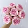 Decorative Flowers 1Pc Simulated Handmade Rose Artificial Finished Wool Knitting Crochet Bouquet For Valentine's Day Gifts