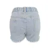 Kvinnors jeans pojke jean för kvinnor mode fast färg tvättade denim shorts fransade byxor klocka botten y2k