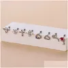 Studörhängen 1 stycke Bat Cross Trendy Womens Earring 2024 Båda sidor Skruvade stav rostfritt stål koreanska öronstuds smycken droppe leverera otyu5