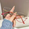 Solglasögon 2024 Ultra Light Metal Cat Eye Glasses Frame Fashion Women's Anti Blue Support Customized Optical