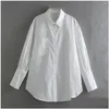 Womens Blouses Shirts 2023 02 Spring Summer Women Female Y Polyester Shirt Brand Blouse Outwear White Drop Delivery Apparel Clothing Otqv5