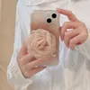 Cell Phone Cases Lace Flower Bracket Ring Holder Stand Soft IMD Phone Case for iphone 13 14 Pro Max 12 11 Wave Shockproof Lens Protective Cover H240326