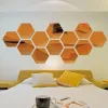 Pâte de miroir hexagonale pour décoration de maison, pâte murale acrylique, décoration murale de fond, stéréo cristal